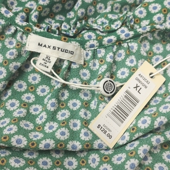 NEW Max Studio Dress Tunic Women Floral Boho Ruffle Long Balloon Sleeve XL - Picture 14 of 16